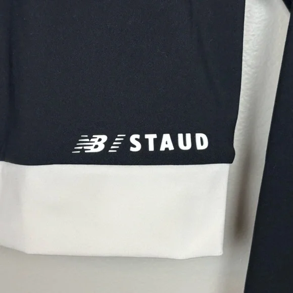 New Balance Staud Top Womens Small Black White Mock Neck Crop Long Sleeve - Picture 4 of 9